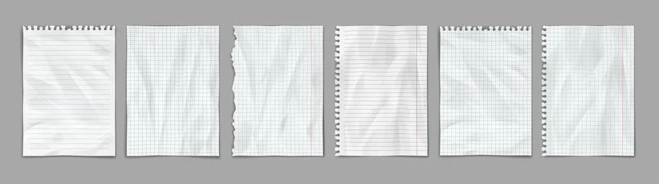 Set of Various Torn Notebook Paper Sheets Stock Illustration
