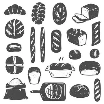 Set of various types of bread vector design Illustrazione stock