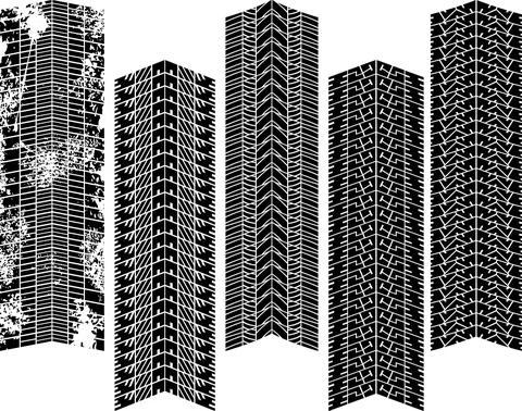 Set of various tyre treads Stock Illustration