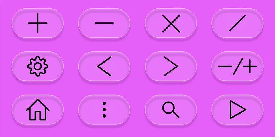 Set of various ui interface icons on a purple background Stock Illustration