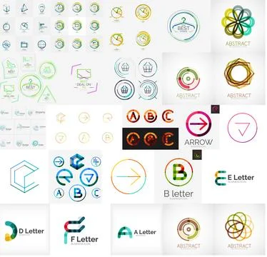 Set of various universal company logos Stock Illustration