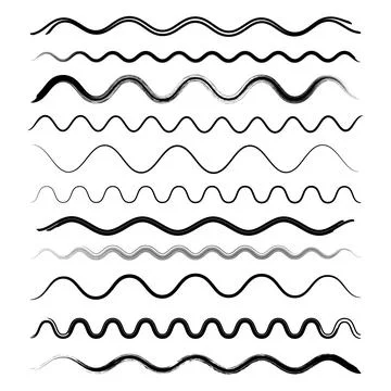 Set of various vector wavy line dividers Stock-Illustration