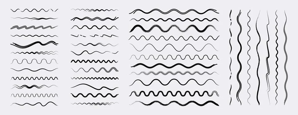 Set of various vector wavy line dividers Stock-Illustration