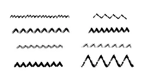 Set of various vector wavy line dividers, hand drawn zigzag elements 스톡 일러스트