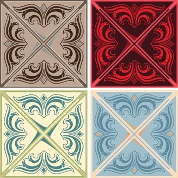 Set of various vintage seamless patterns Stock Illustration