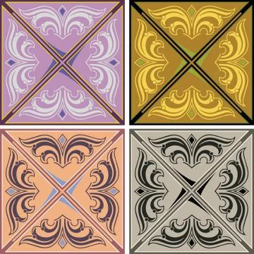 Set of various vintage seamless patterns Stock Illustration