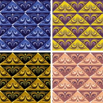 Set of various vintage seamless patterns Stock Illustration