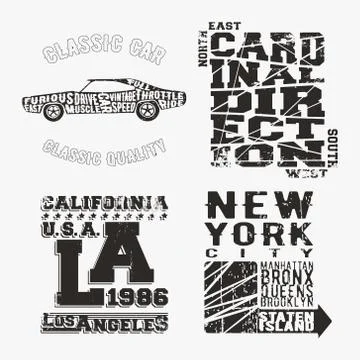 Set of various vintage stamp Stock Illustration