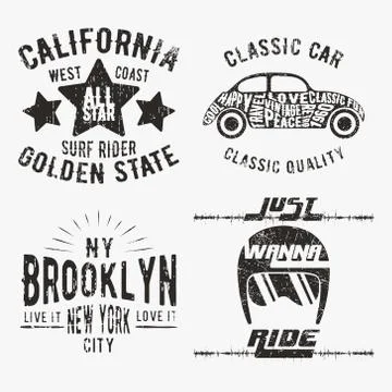 Set of various vintage stamp Stock Illustration
