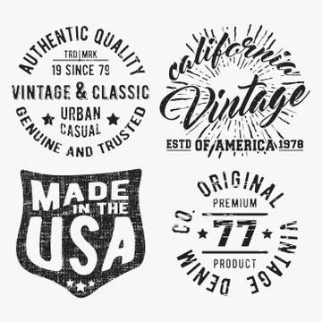 Set of various vintage stamp Stock Illustration