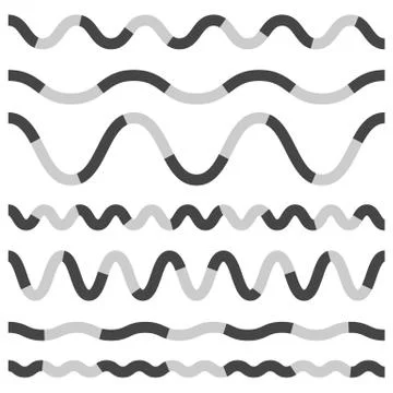 Set of various wavy, curved dashed line, stripe elements 스톡 일러스트
