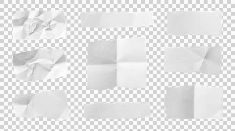 Set of various white torn paper pieces and scraps isolated on transparent b.. Stock Illustration