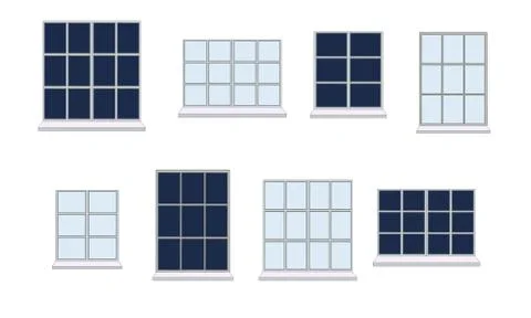 Set of various window compositions Stock Illustration