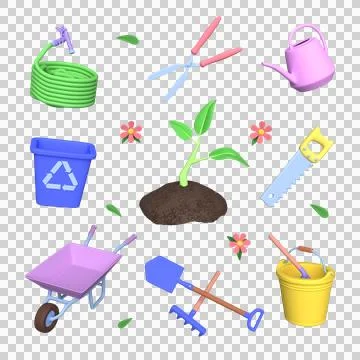 Set of various working tools for gardening. Garden tool Stock Illustration