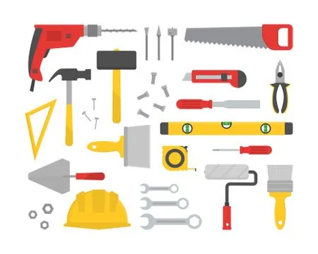 Set of various working tools. Home renovation Stock Illustration