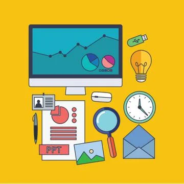 Set of vecto presentation concept design flat line イラスト素材