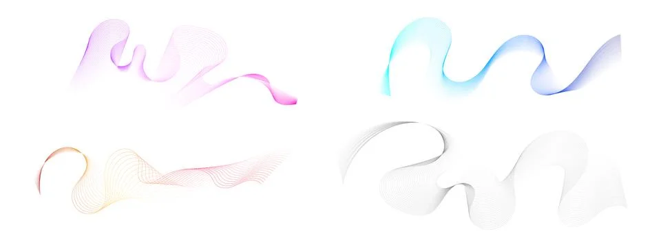 Set vector 3d futuristic isolated lines with gradient. Illustrazione stock