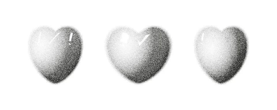Set of vector 3d gritty hearts Illustrazione stock