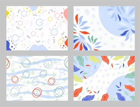 Set of vector abstract backgrounds, holidays art templates. Stock Illustration