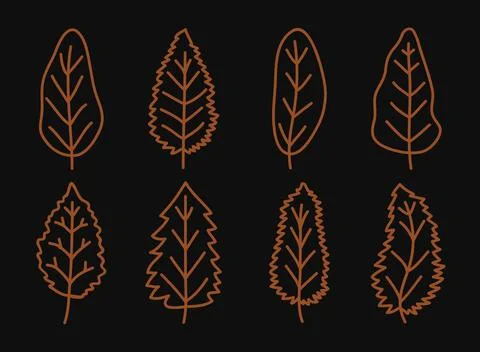 Set of vector abstract Christmas trees. Vintage hand-drawn collection. Stock Illustration