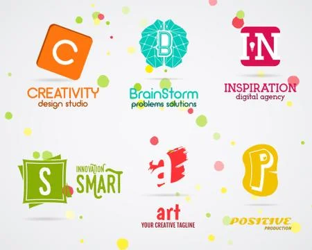 Set of Vector abstract creative logo design. Art studio. Abstract logotype Stock Illustration