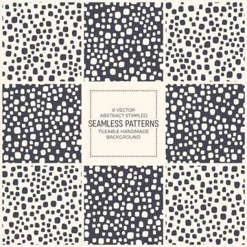 Set Of Vector Abstract Dotted Scandinavian Style Seamless Patterns Stock Illustration
