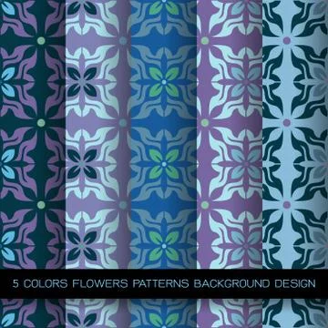 Set of vector abstract flower pattern paper for scrapbook Stock Illustration