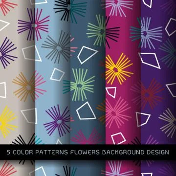 Set of vector abstract flower pattern paper for scrapbook Stock Illustration