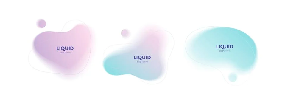 Set of vector abstract fluid shape banner. Trendy style pastel color Stock Illustration