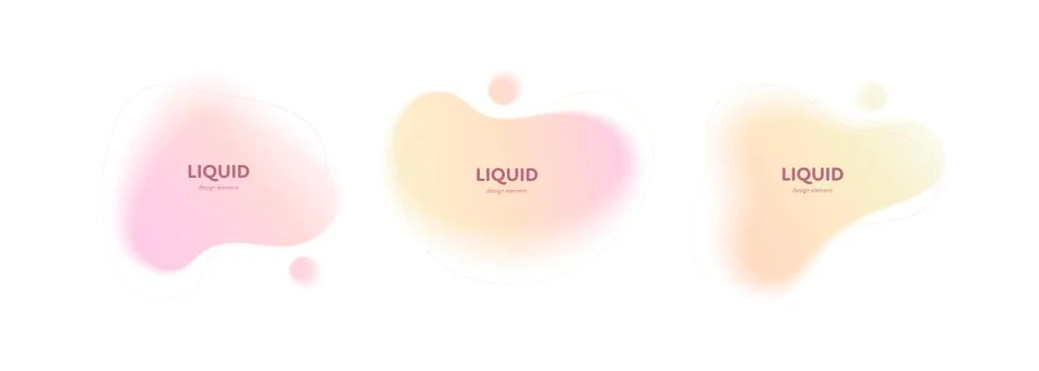 Set of vector abstract fluid shape banner. Pastel color blur gradient shape Stock Illustration