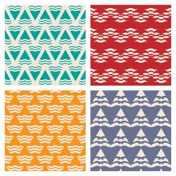 Set of vector abstract geometric seamless patterns Illustrazione stock