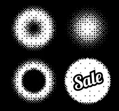 Set of vector abstract halftone illustrations Illustrazione stock