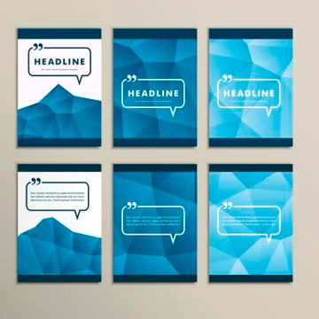 Set vector abstract paintings on blue background Stock Illustration