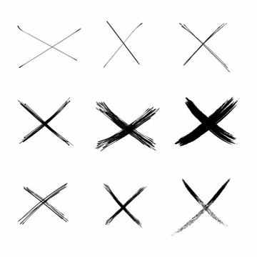 Set Vector Abstract Sketch Black Crosses Stock Illustration
