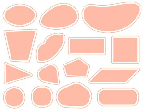 Set of vector abstract stickers, icons stickers of different shapes with ou.. Stock Illustration