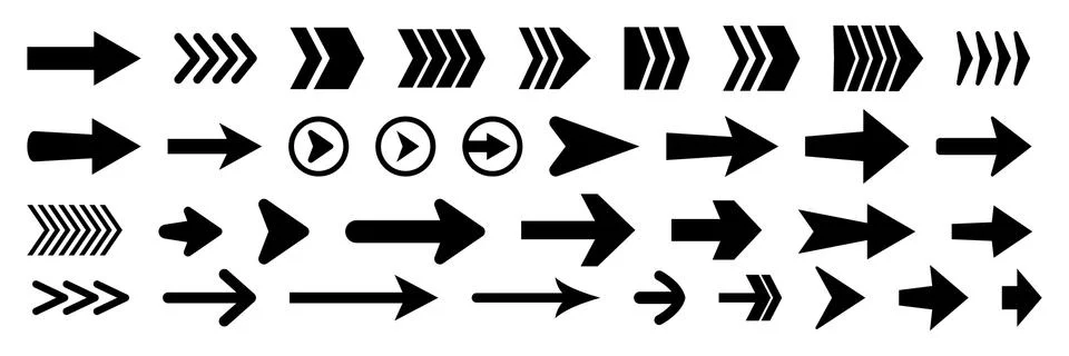 Set of vector arrow icons. Collection of pointers. Stock Illustration