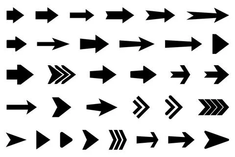 Set of vector arrow icons. Collection of pointers. Illustrazione stock