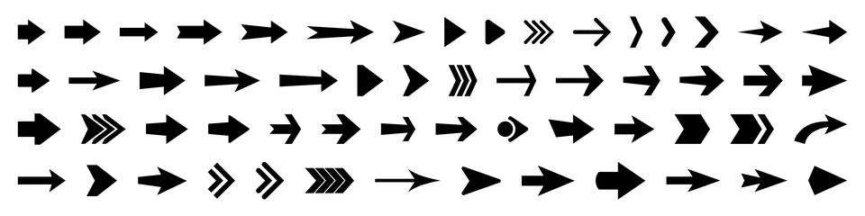 Set of vector arrow icons. Collection of pointers. Stock Illustration