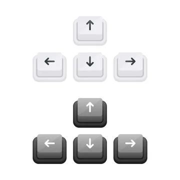 Set of Vector Arrow Keys in Light and Dark Themes for User Interface Design 스톡 일러스트