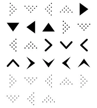 Set of vector arrows direction glyph black icon. Arrows vector collection ico Stock Illustration