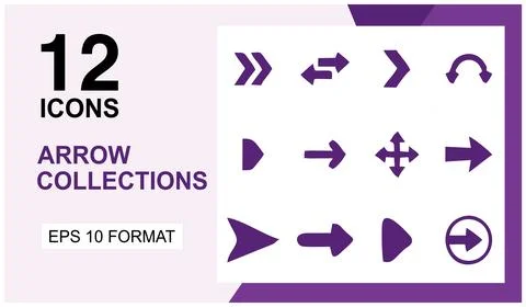 A set of vector arrows in a flat style on a white background. Stock Illustration