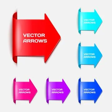 Set vector arrows in the form of paper stickers Illustrazione stock