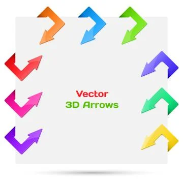 Set vector arrows in the form of paper stickers Stock Illustration