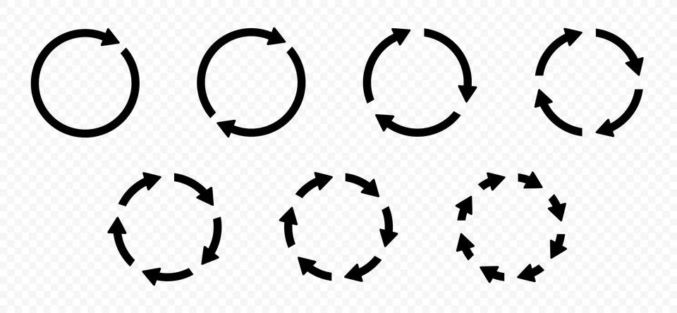 Set of vector arrows rotating in a circle Illustrazione stock