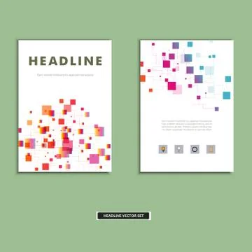 Set of vector artwork with molecular background Stock Illustration