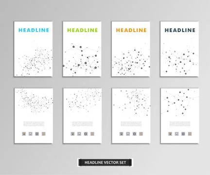 Set of vector artwork with molecular background Stock Illustration