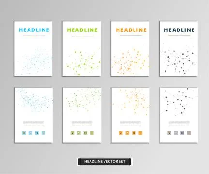 Set of vector artwork with molecular background Stock Illustration