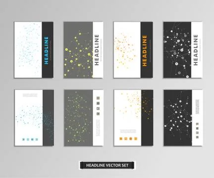 Set of vector artwork with molecular background Stock Illustration