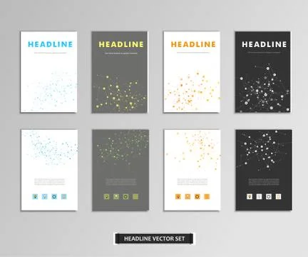 Set of vector artwork with molecular background Illustrazione stock