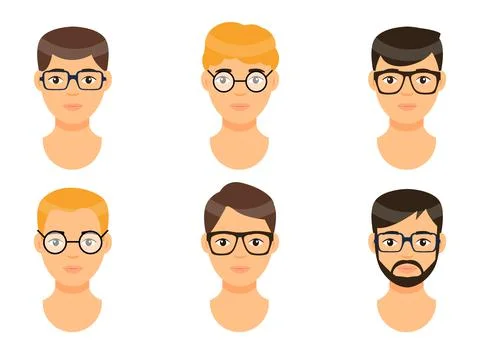 Set of vector avatars of young men, icons for website or apps, user icon, young Stock-Illustration